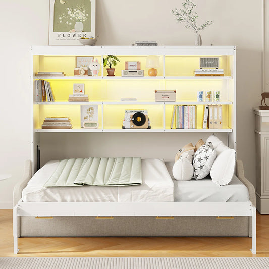 Murphy Bed With Sofa And Led Light - Wooden Bazar
