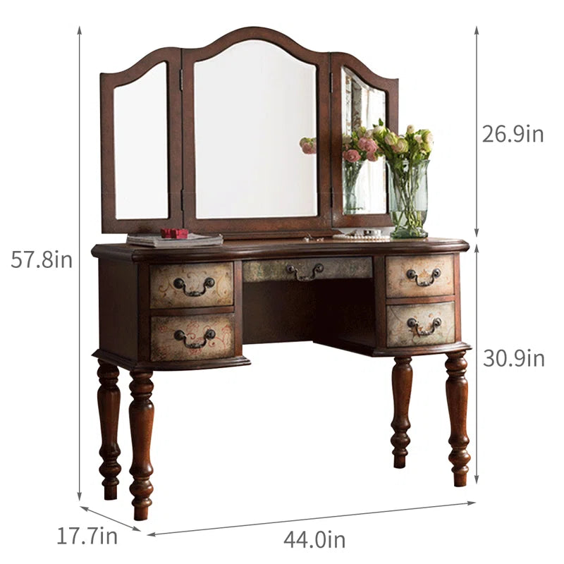 Voxqueen New Vintage Vanity Dressing Table For Modern Living - Wooden Bazar