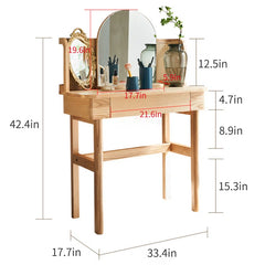 Nilex  Natural Wooden Vanity With Rattan Cane Chair - Wooden bazar