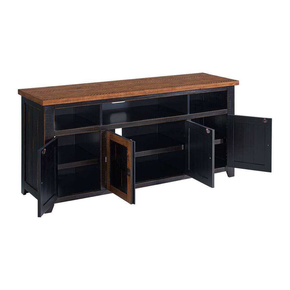 Kebby Solid Wood TV Stand with Storage - Wooden Bazar