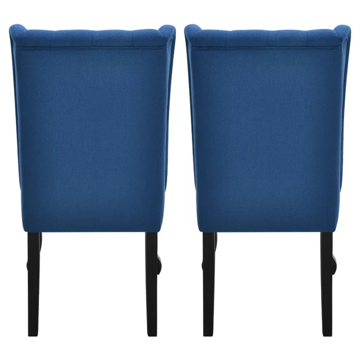 Alcinio Tufted Upholstered Wing Back Dining Chair with Solid Wood Legs (Set of 2)  - Wooden Bazar