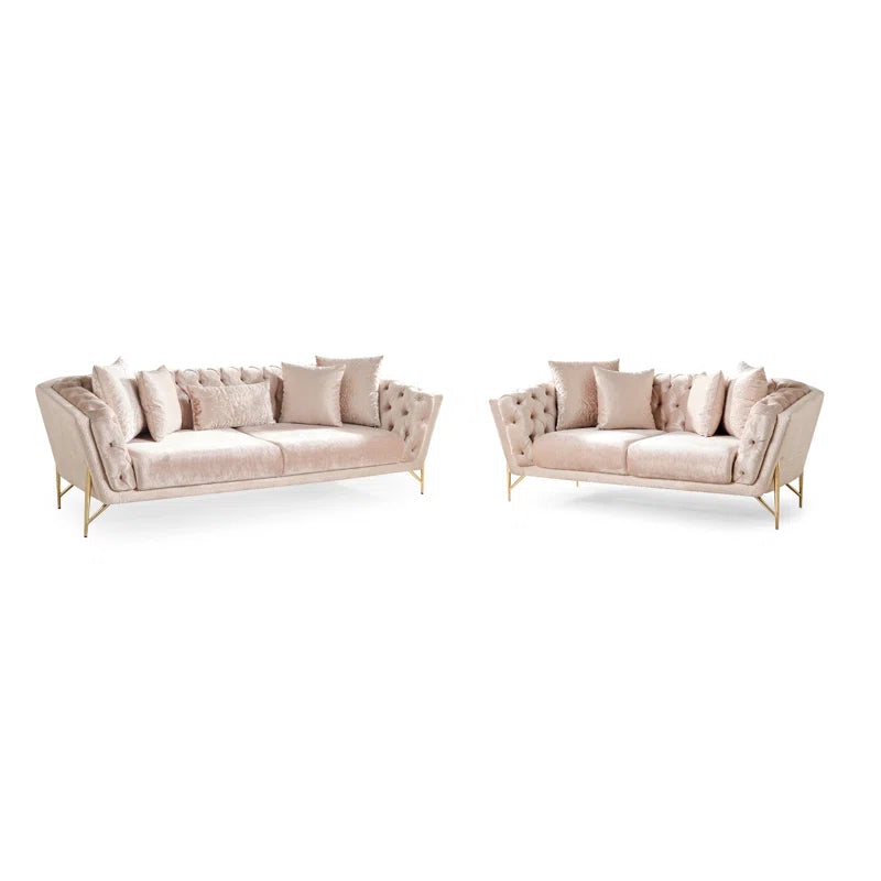 Neharaz 2 - Piece Living Room Set Luxury Sofa Set