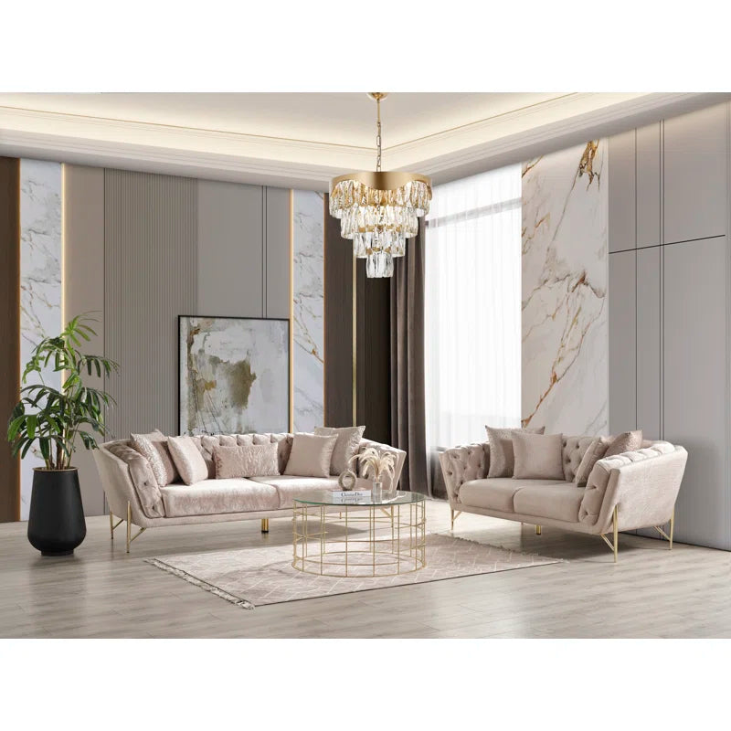 Neharaz 2 - Piece Living Room Set Luxury Sofa Set