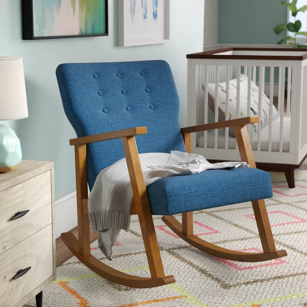 Gentic Upholstered Rocking Chair for Modern Living - Wooden Bazar