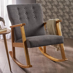 Gentic Upholstered Rocking Chair for Modern Living - Wooden Bazar