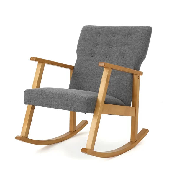 Gentic Upholstered Rocking Chair for Modern Living - Wooden Bazar