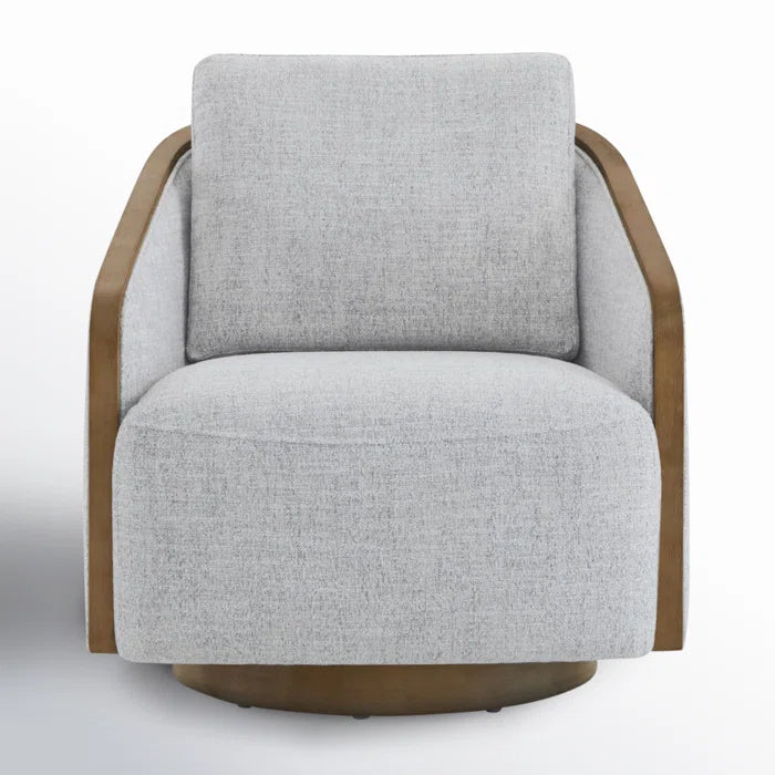 Foolyisty Upholstered Swivel Barrel Chair - Wooden Bazar