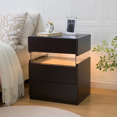 Alokik Nightstands set of 2 LED Night Stand (Set of 2) - Wooden bazar