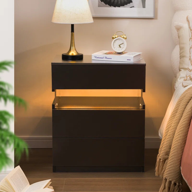 Alokik Nightstands set of 2 LED Night Stand (Set of 2) - Wooden bazar
