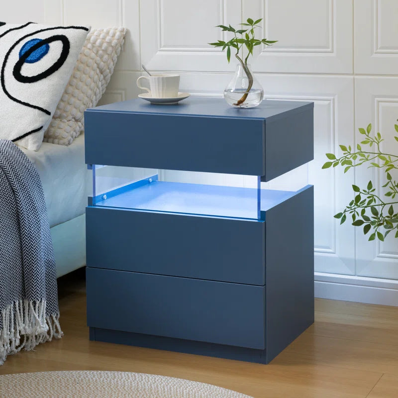 Alokik Nightstands set of 2 LED Night Stand (Set of 2) - Wooden bazar