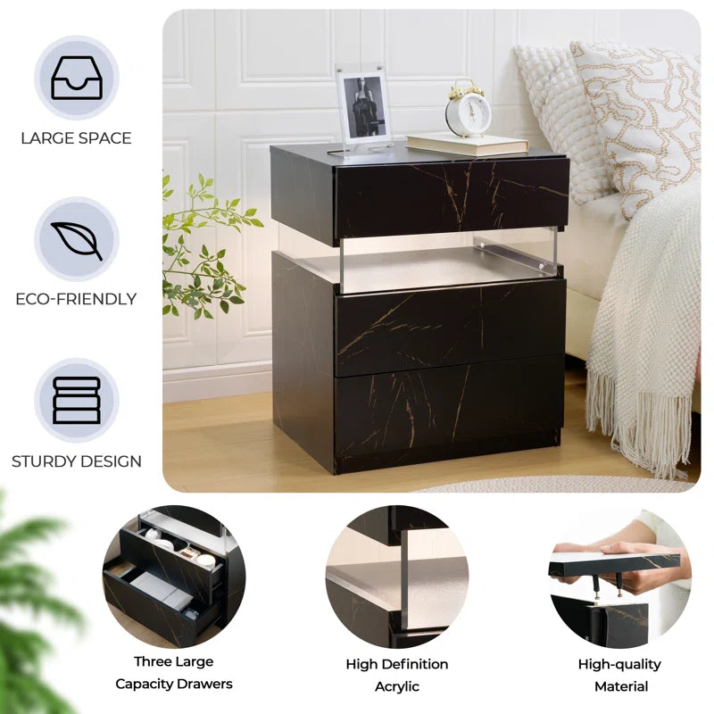 Alokik Nightstands set of 2 LED Night Stand (Set of 2) - Wooden bazar