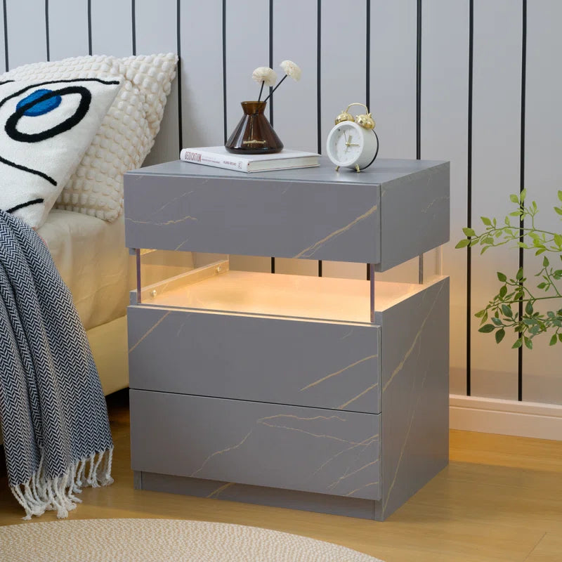 Alokik Nightstands set of 2 LED Night Stand (Set of 2) - Wooden bazar