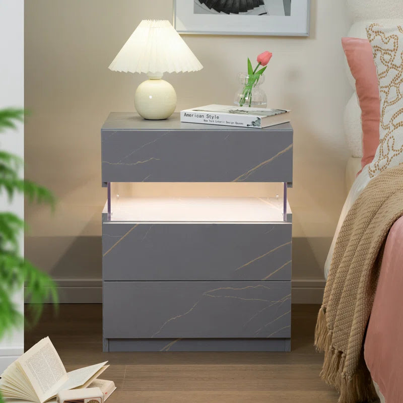 Alokik Nightstands set of 2 LED Night Stand (Set of 2) - Wooden bazar