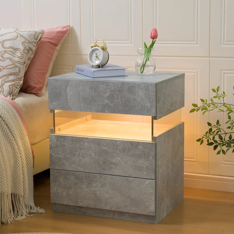 Alokik Nightstands set of 2 LED Night Stand (Set of 2) - Wooden bazar