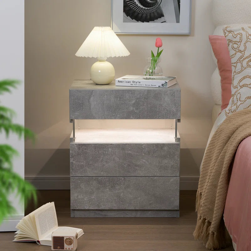 Alokik Nightstands set of 2 LED Night Stand (Set of 2) - Wooden bazar