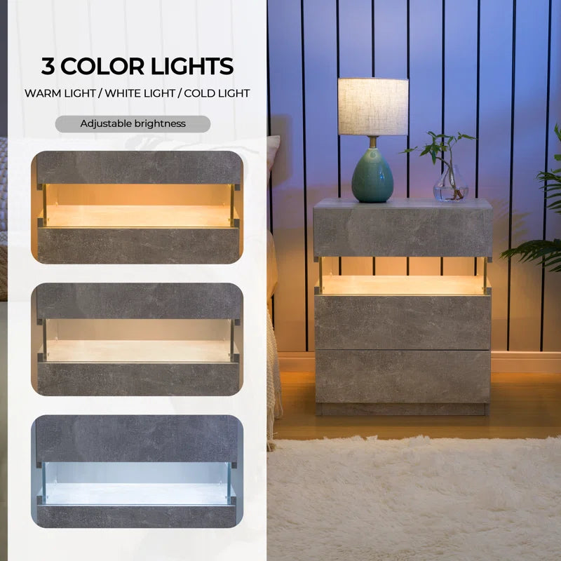 Alokik Nightstands set of 2 LED Night Stand (Set of 2) - Wooden bazar
