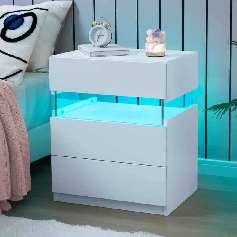 Alokik Nightstands set of 2 LED Night Stand (Set of 2) - Wooden bazar