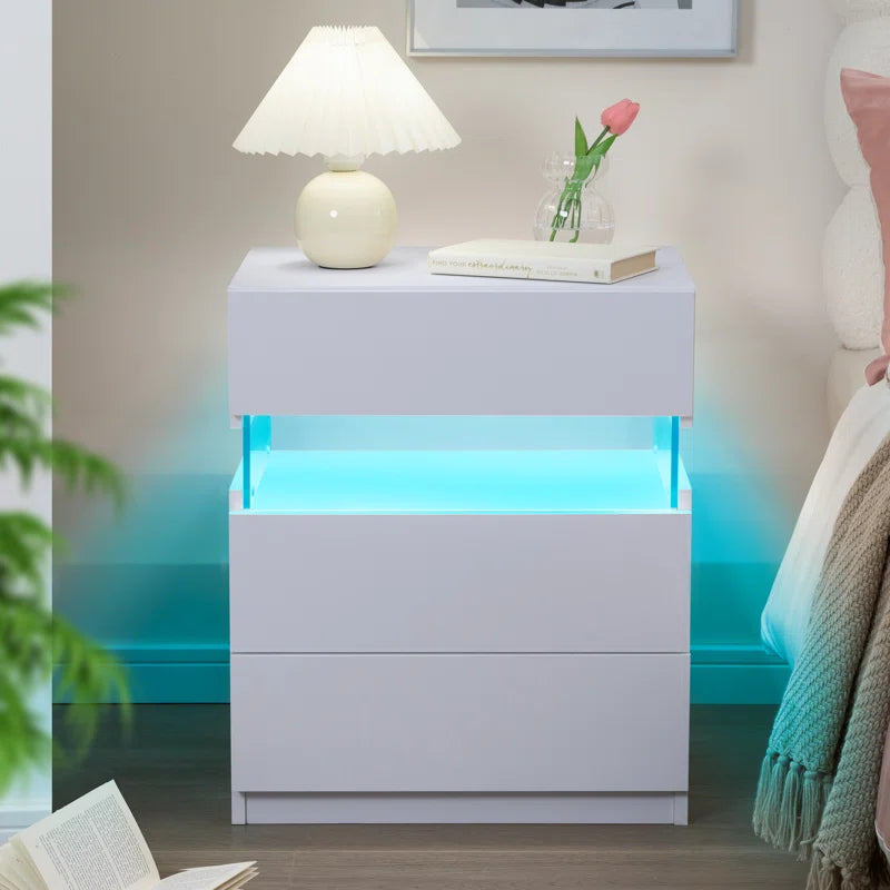 Alokik Nightstands set of 2 LED Night Stand (Set of 2) - Wooden bazar