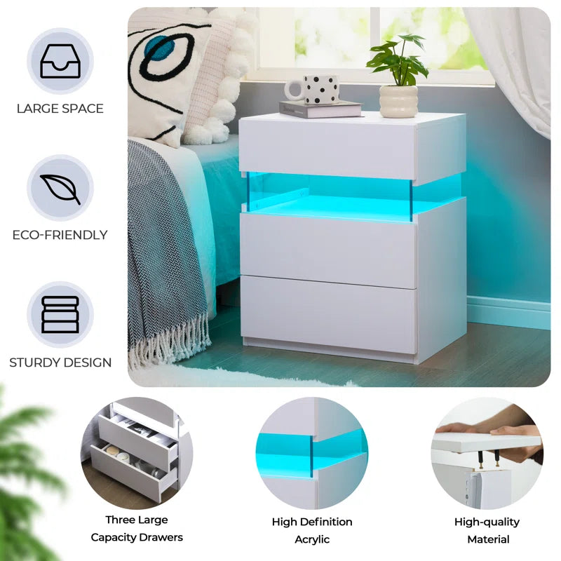 Alokik Nightstands set of 2 LED Night Stand (Set of 2) - Wooden bazar