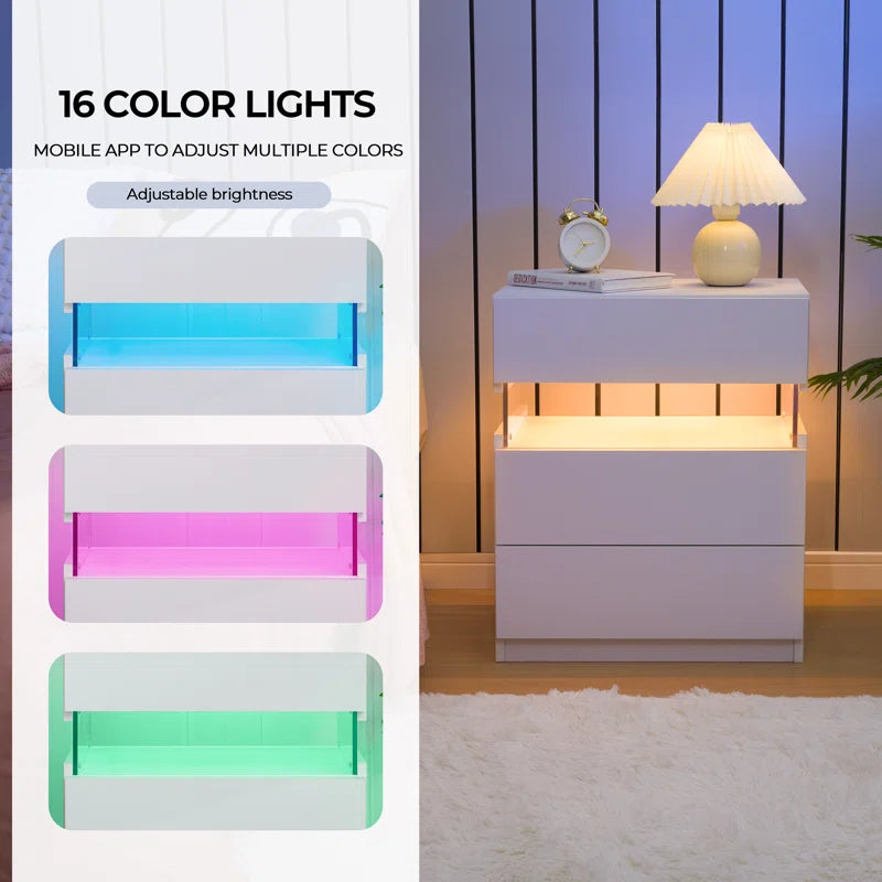 Alokik Nightstands set of 2 LED Night Stand (Set of 2) - Wooden bazar