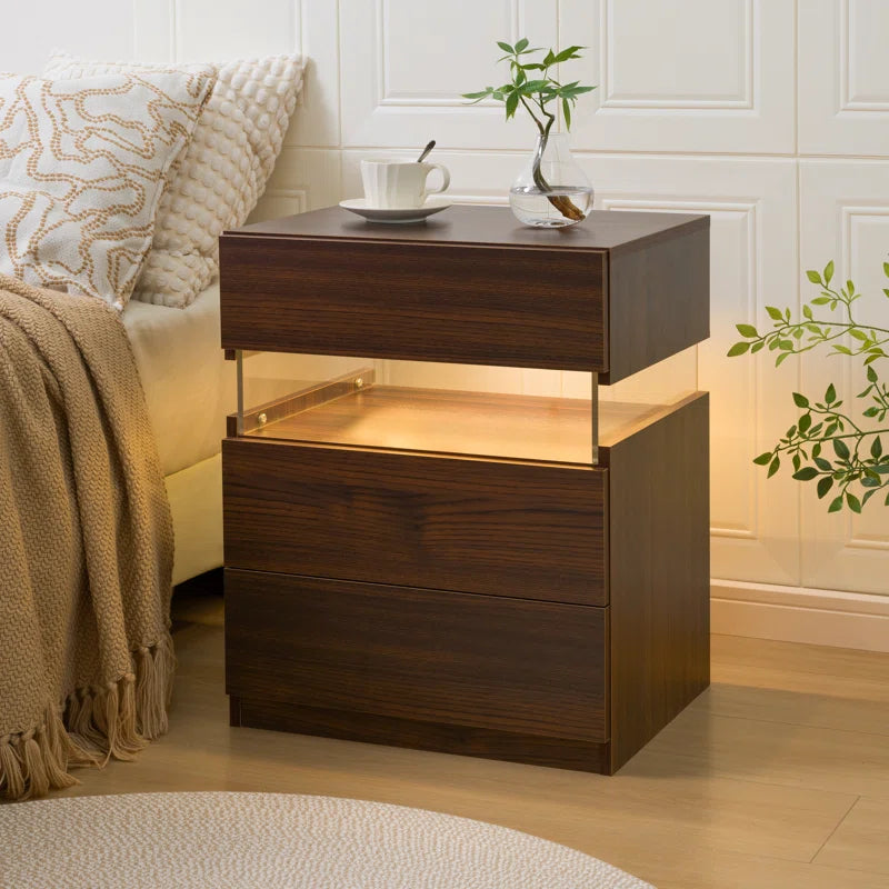 Alokik Nightstands set of 2 LED Night Stand (Set of 2) - Wooden bazar