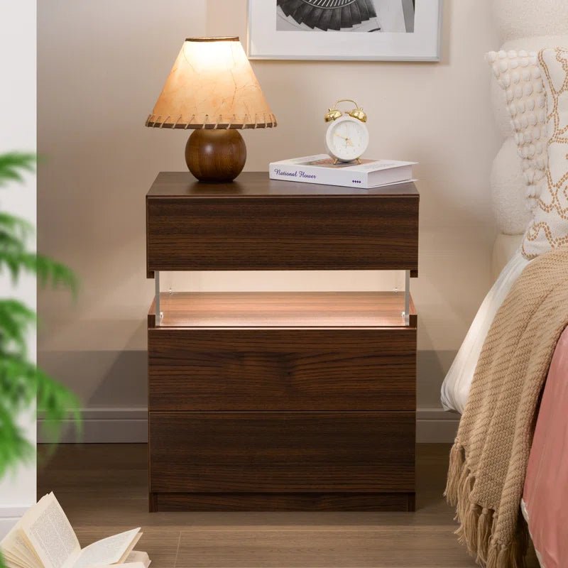 Alokik Nightstands set of 2 LED Night Stand (Set of 2) - Wooden bazar