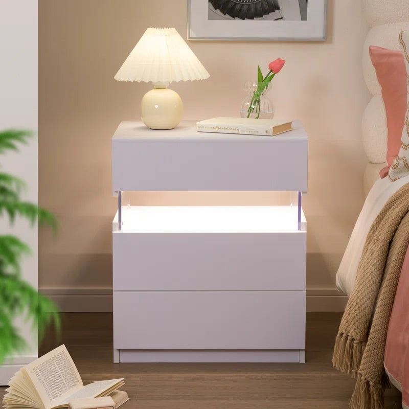 Alokik Nightstands set of 2 LED Night Stand (Set of 2) - Wooden bazar