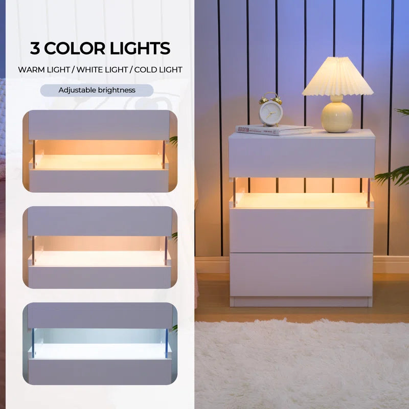 Alokik Nightstands set of 2 LED Night Stand (Set of 2) - Wooden bazar