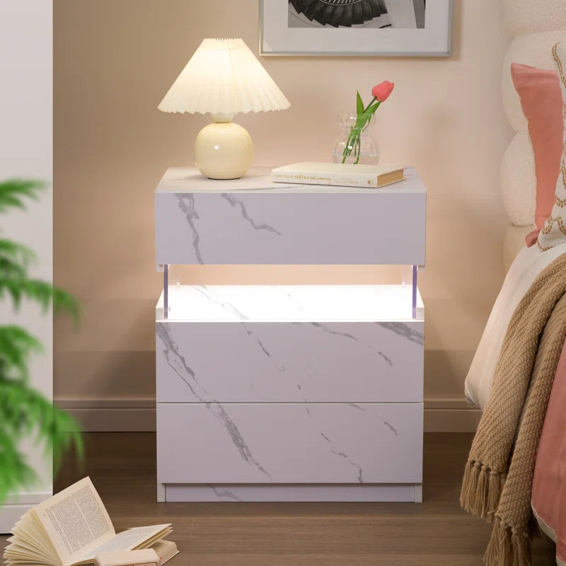 Alokik Nightstands set of 2 LED Night Stand (Set of 2) - Wooden bazar