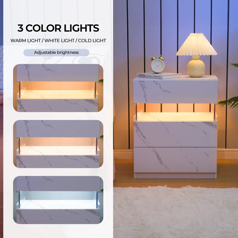 Alokik Nightstands set of 2 LED Night Stand (Set of 2) - Wooden bazar