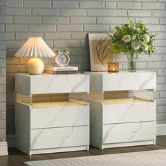 Alokik Nightstands set of 2 LED Night Stand (Set of 2) - Wooden bazar