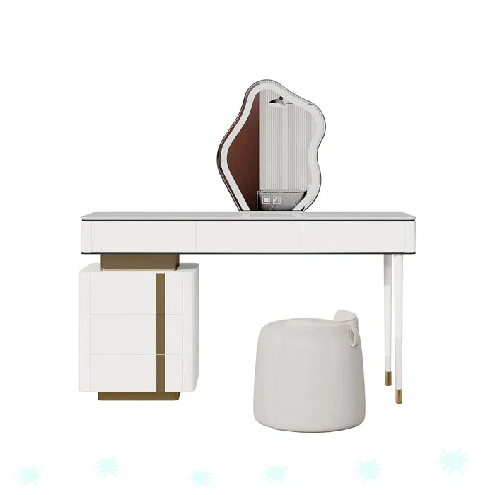 Nihaana Vanity  Table with Stool and Mirror - Wooden Bazar