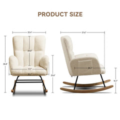 Swedy Upholstered Nursery Glider Rocking Chair with Side Pockets