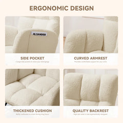 Swedy Upholstered Nursery Glider Rocking Chair with Side Pockets
