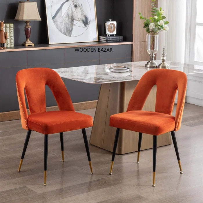 Janak Velvet Solid Back Side Dining Chairs Chair (Set of 2) - Wooden Bazar