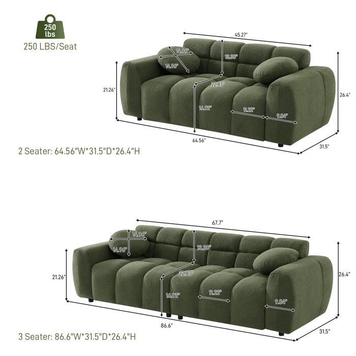 Oumyz 2 - Piece Living Room Set Luxury Sofa Set