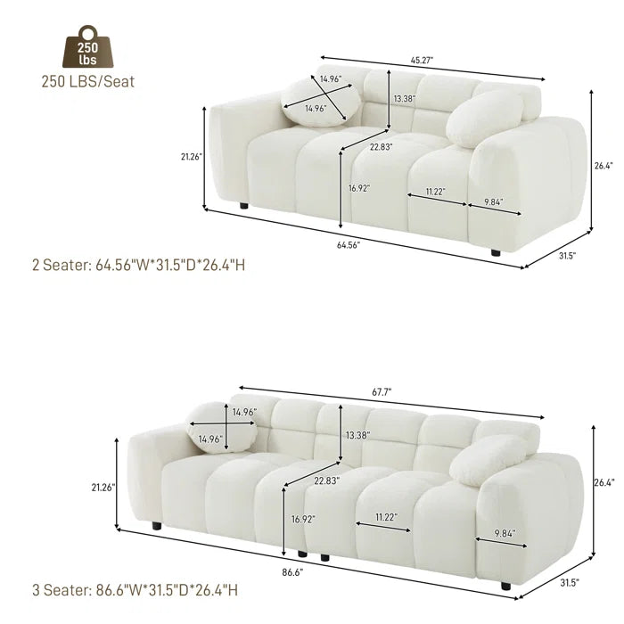 Oumyz 2 - Piece Living Room Set Luxury Sofa Set