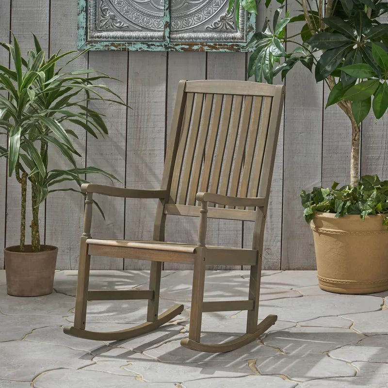 Shelborn Outdoor Mccomb Rocking Solid Wood Chair - Wooden Bazar