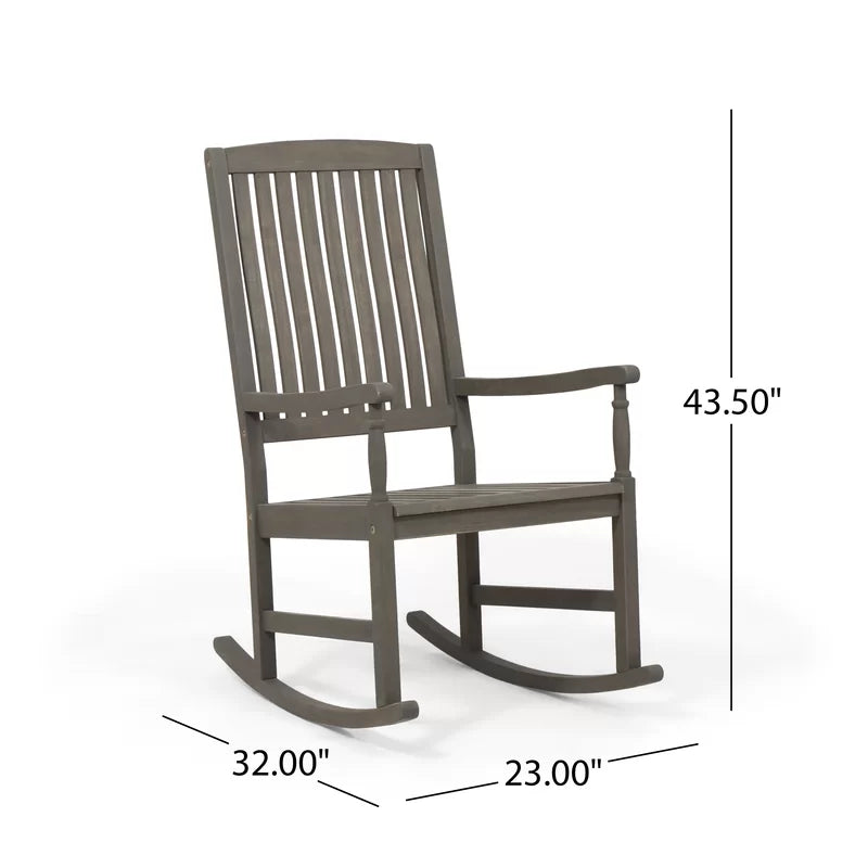 Shelborn Outdoor Mccomb Rocking Solid Wood Chair - Wooden Bazar