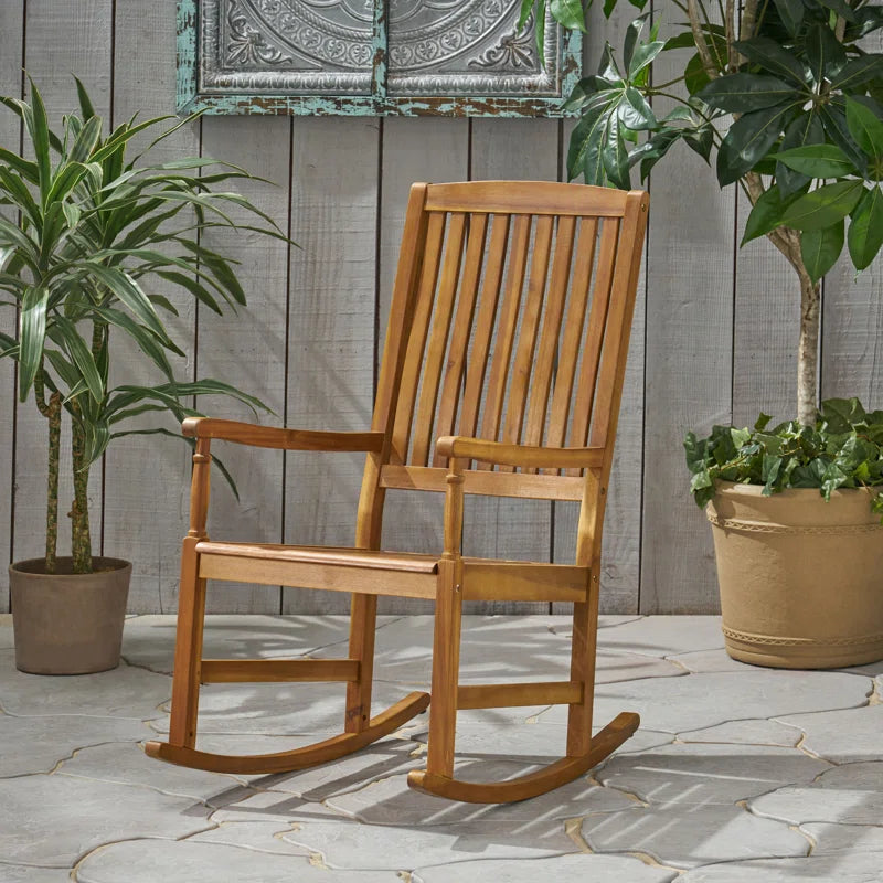 Shelborn Outdoor Mccomb Rocking Solid Wood Chair - Wooden Bazar