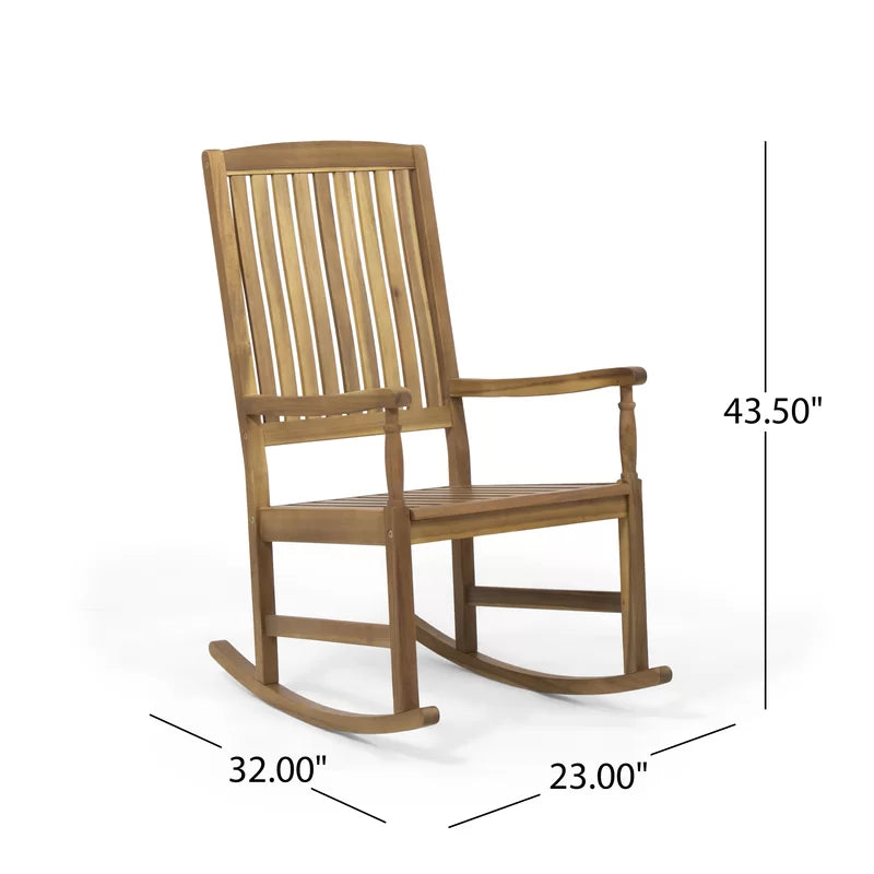 Shelborn Outdoor Mccomb Rocking Solid Wood Chair - Wooden Bazar