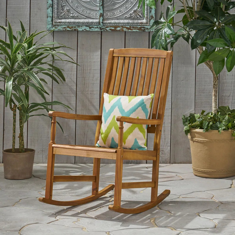 Shelborn Outdoor Mccomb Rocking Solid Wood Chair - Wooden Bazar