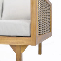 3 Seater Outdoor Sofa With Rattan Arms