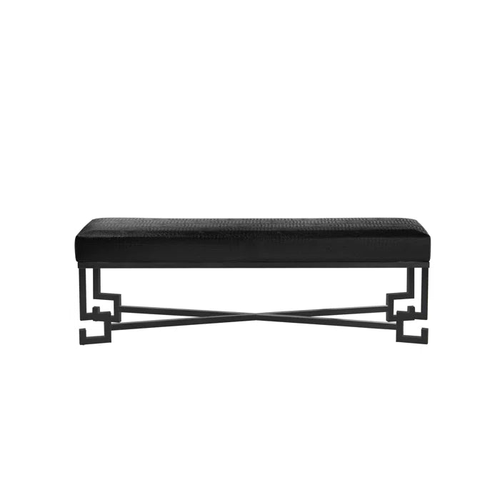 Paccy  Faux Leather Bench - Wooden Bazar