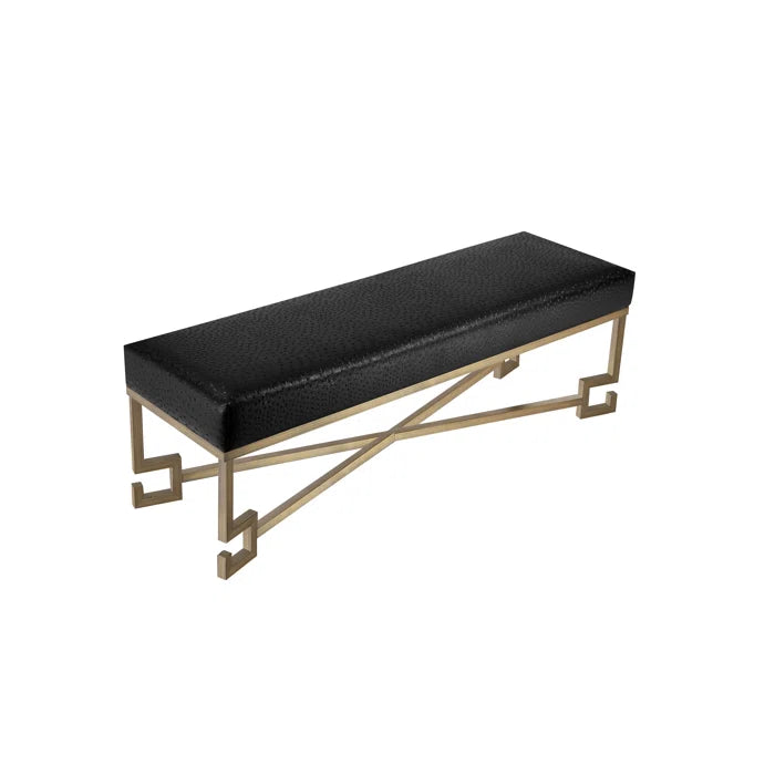 Paccy  Faux Leather Bench - Wooden Bazar