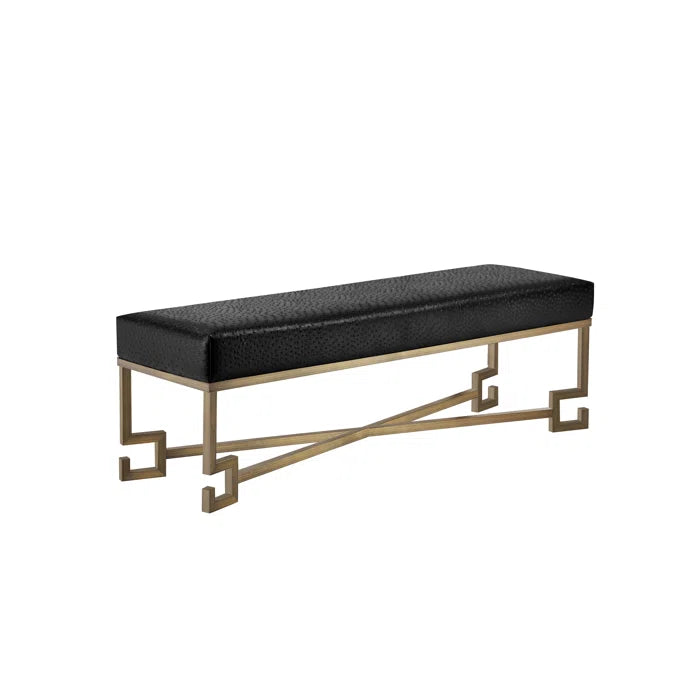 Paccy  Faux Leather Bench - Wooden Bazar