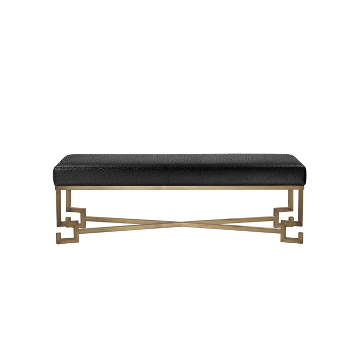 Paccy  Faux Leather Bench - Wooden Bazar