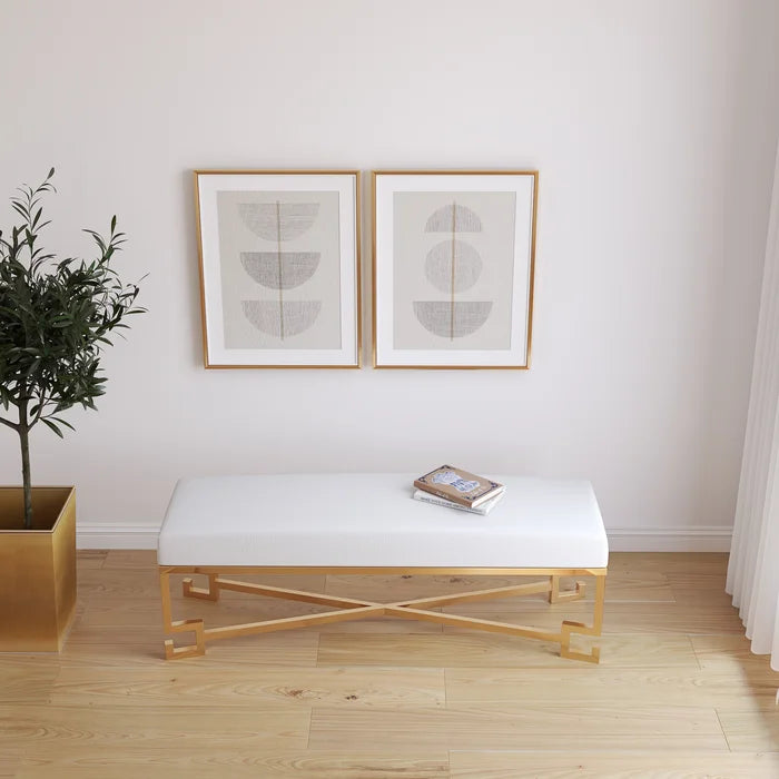 Paccy  Faux Leather Bench - Wooden Bazar