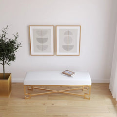 Paccy  Faux Leather Bench - Wooden Bazar