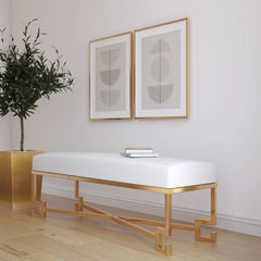 Paccy  Faux Leather Bench - Wooden Bazar